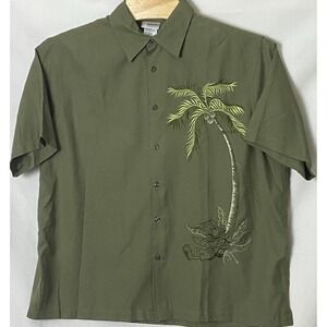 Walt Disney World‎ Mens Camp Casual XL Green Shirt Mickey Mouse Short Sleeve